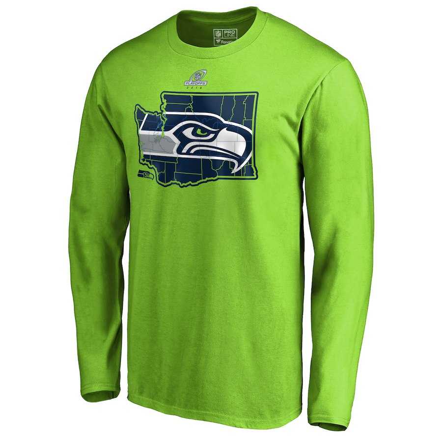 Men's Seahawks Green 2018 NFL Playoffs Long Sleeve T-Shirt,We sell and wholesale Men's Seahawks Green 2018 NFL Playoffs Long Sleeve T-Shirt on line form chian!